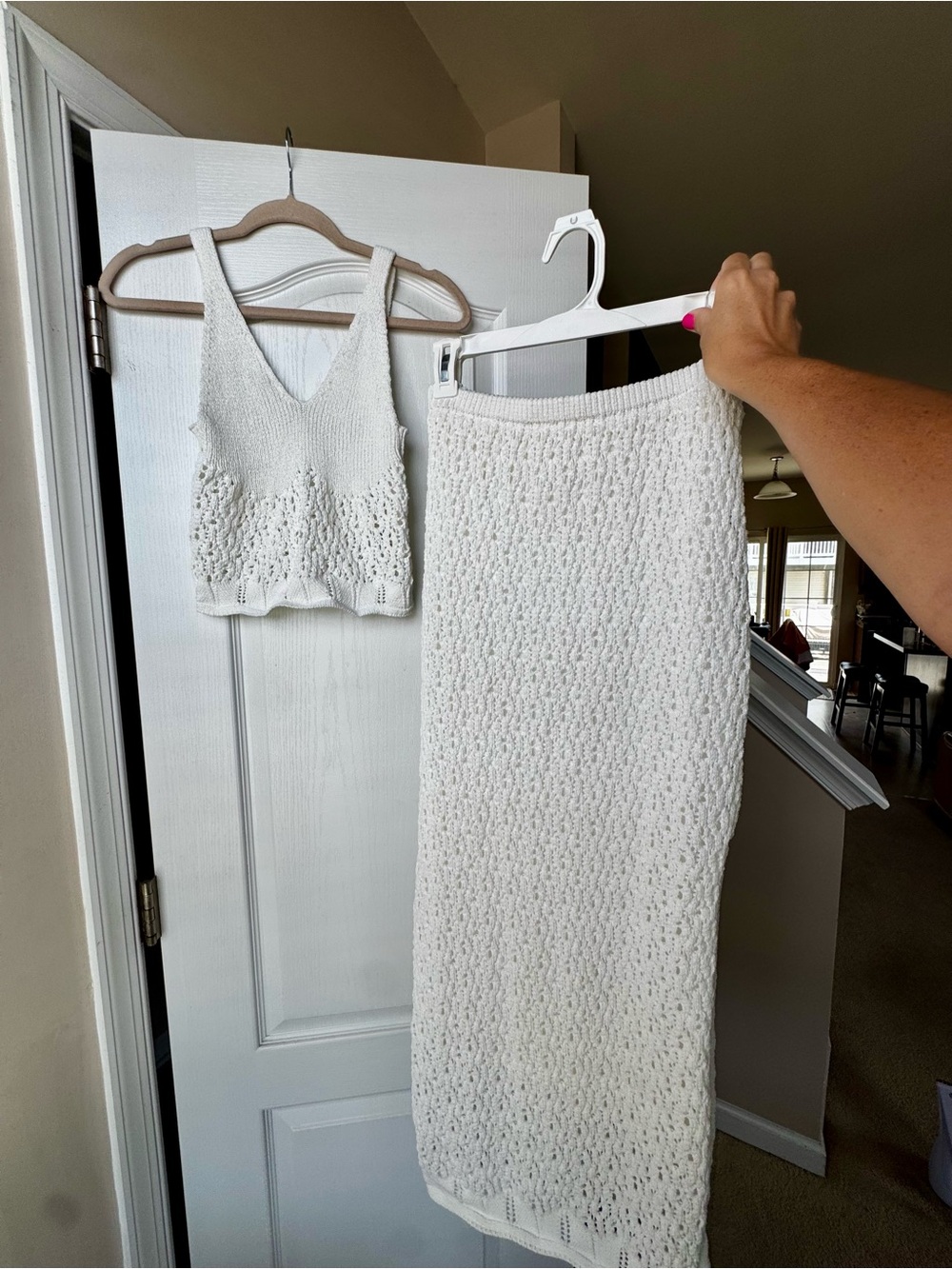 Quiet Storm White Crochet Knit 2-Piece Set | Size M | Vacation Resort Wear 🤍